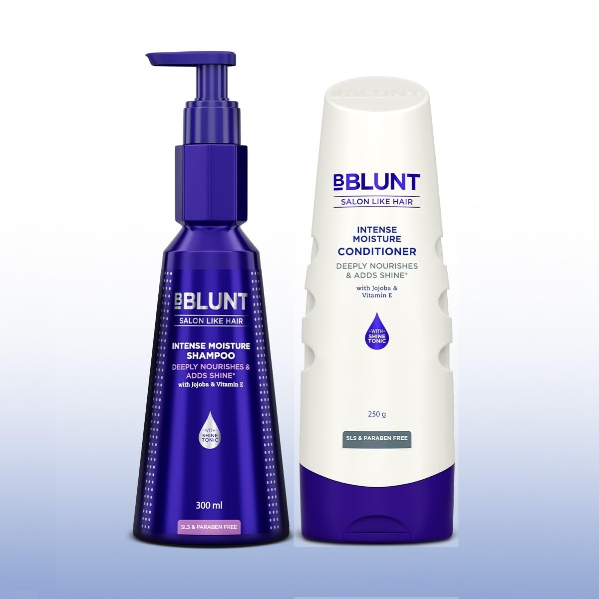 BBLUNT Intense Moisture Shampoo & Conditioner Combo 300 ml + 250 g | Hydrating Duo for Dry Hair
