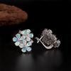 Gorgeous Colorful October Birthstone Flowers Designed Natural Opal Earrings 925 Silver Birthday Gifts for Women and Girls