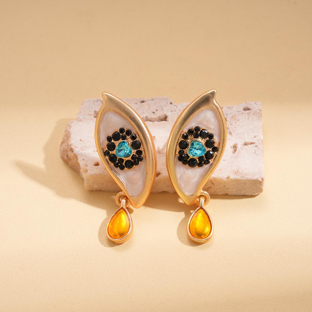 Drip Oil with Diamonds, Eye Love, Water Drop Silver Needle Earrings, Stud Earrings, Niche Earrings.