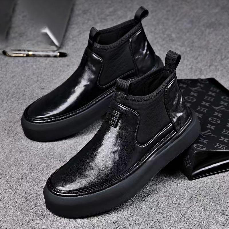 New Arrival Casual Men Short Boots Comfy Slip On High-Top Shoes Classic Retro Leather Ankle Boots Leisure Walk Man Driving Shoes