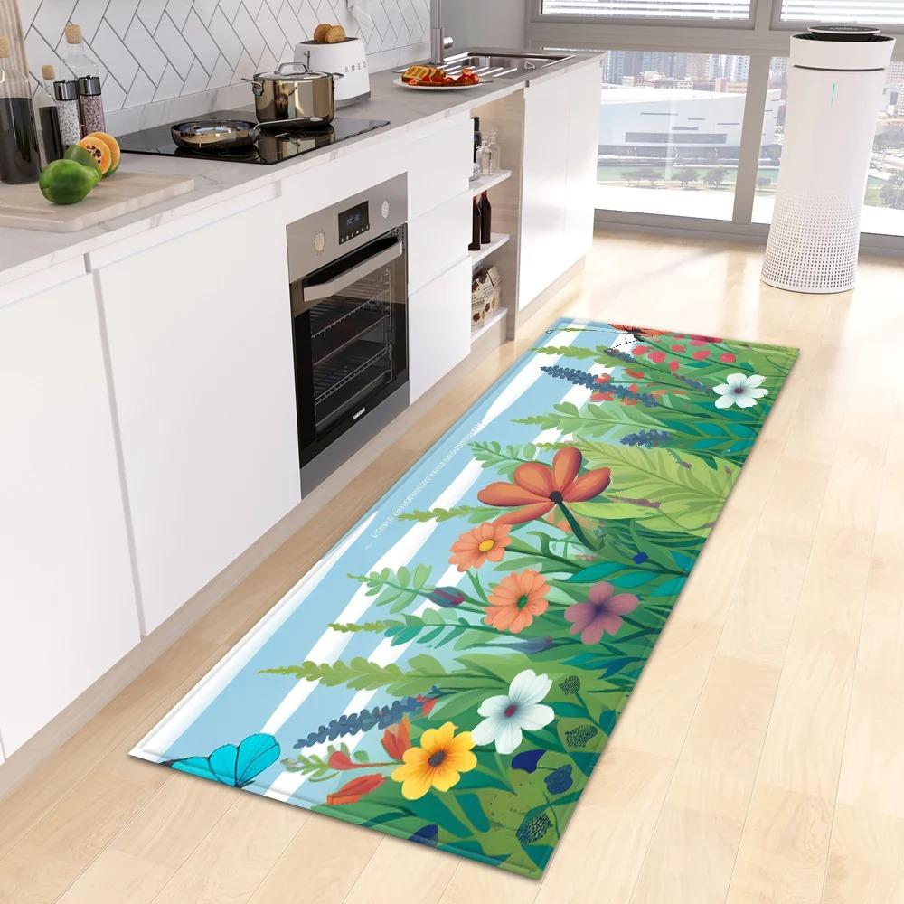 Schöne Blume Retro Muster Haus Küche Bodenmatte Tür Vorne Dekoration Bodenmatte