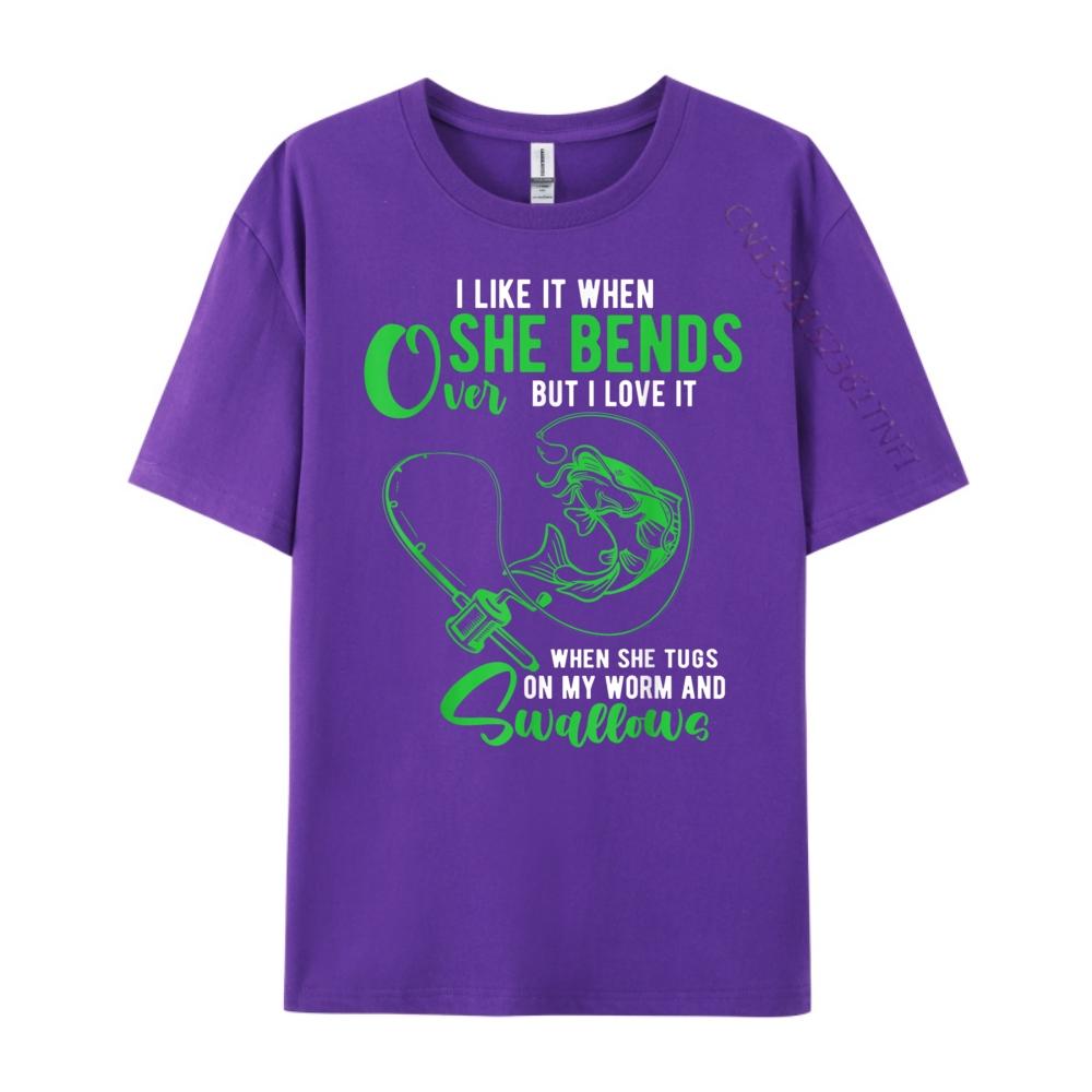 Mens I Like It When She Bends Over Funny Fishing Adult Humor Vintage T Shirts Designer Clothes Men