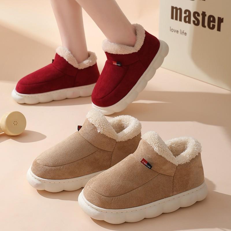 Fashion Crestar Winter Women's Plush Platform Slippers Indoor Warm Cozy Furry Flat Home Shoe Outdoor Antiskid Fluffy Soft Cotton Boot
