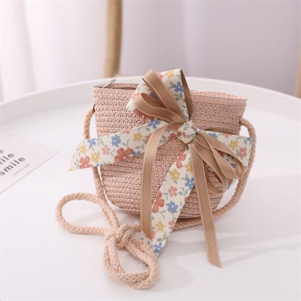 Cute Sun Hat Breathable Handbag Outdoor Kids Straw Hat Bag  Children Girls