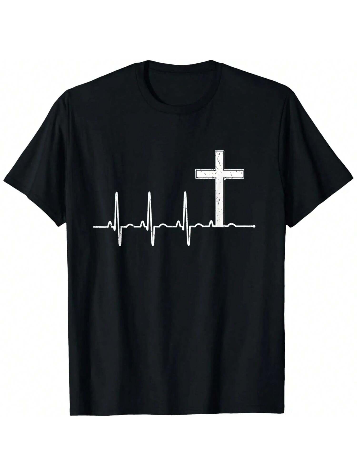 Футболка EKG LifeLine Сердце Христа Пульс Крест S разноцветный