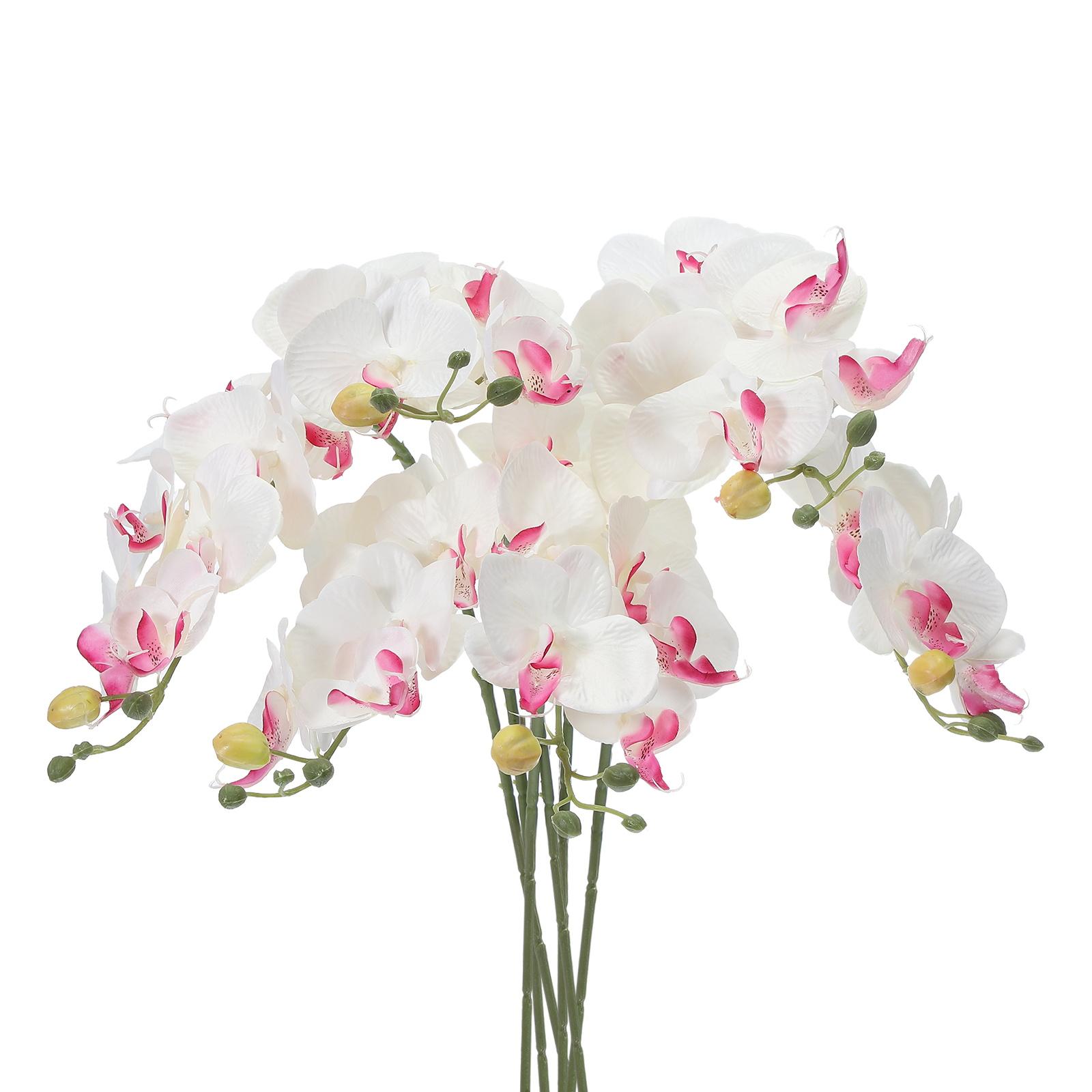 

6pcs 7 Heads Faux Silk Phalaenopsis Flowers Artificial Orchid Stems 31 Real Touch Fake Orchid Flower Branch for Vase Wedding