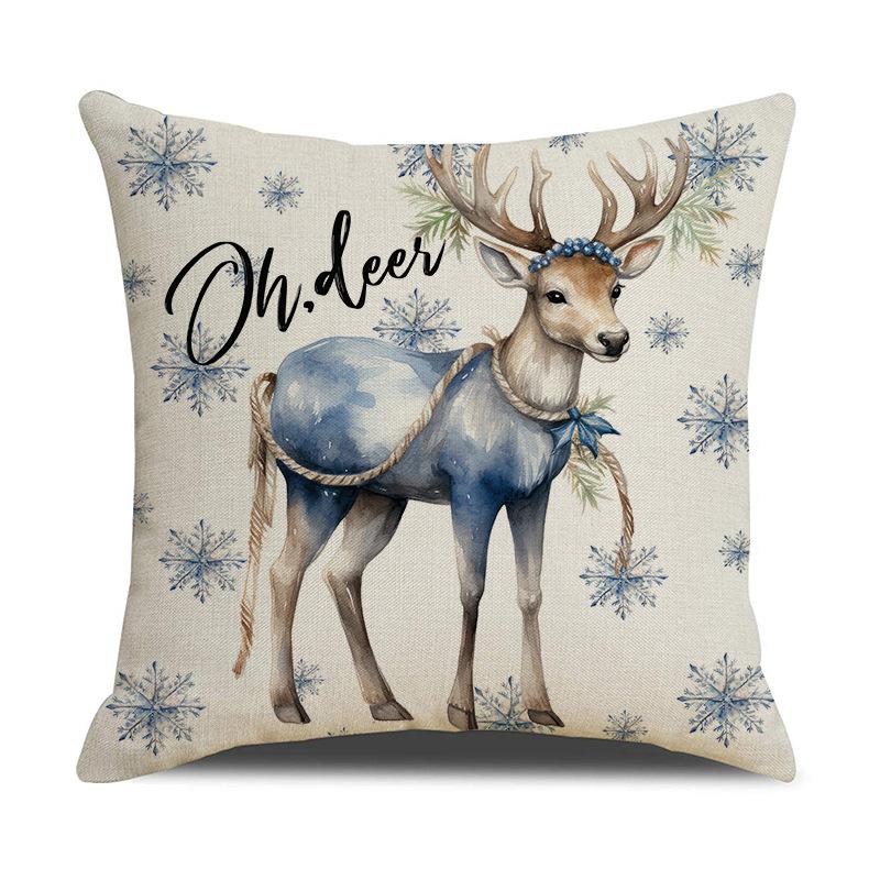 

Christmas Throw Pillowcase Home Decoration Sofa Pillowcase Elk Snowman Print Pillowcase 45X45cm (without pillow core)