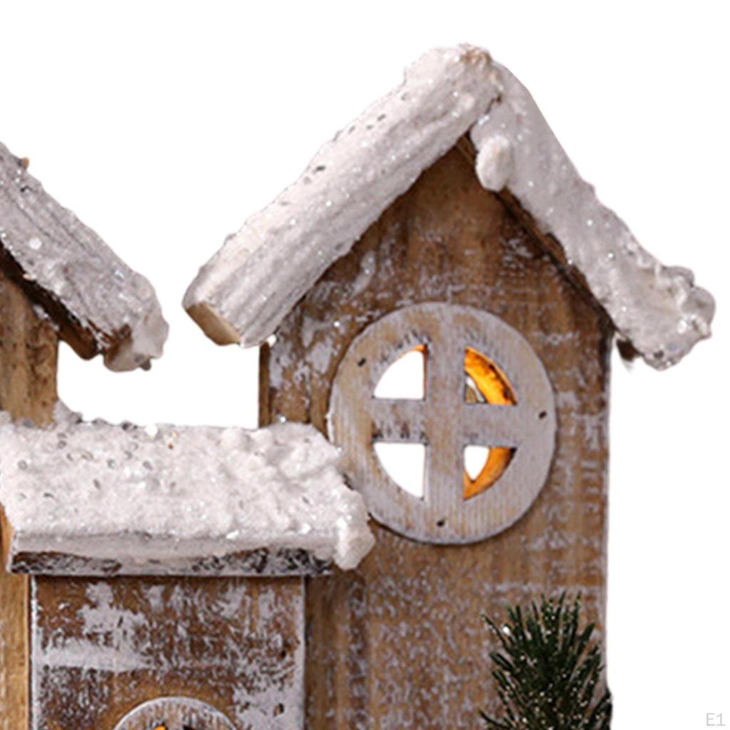 Christmas Decoration Snow Village House with Warm LED Lights Ornament for Party