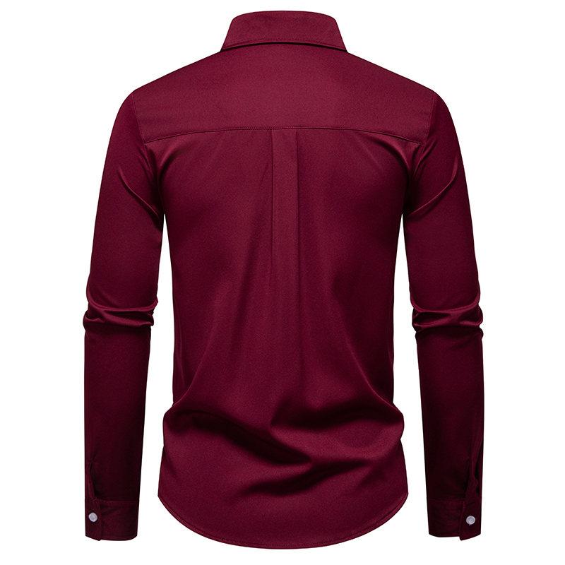 Autumn Men's Fake Tie Long Sleeve Shirt Men New Fashion Special Design Solid Shirts Male Versatile Casual Social Wedding Party