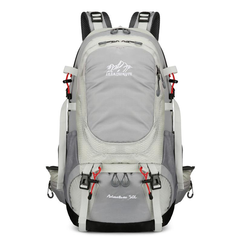 Men's Large Capacity Mountaineering Backpack with Steel Frame and Rain Cover for Outdoor Sports