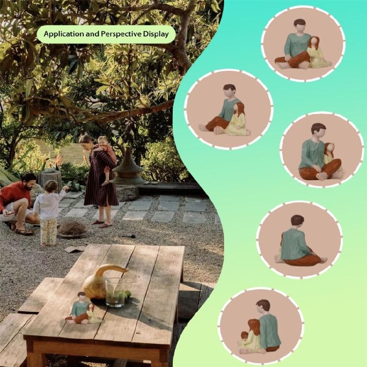 Familienfigur Statue Romantiker Liebespaar Skulptur Modellierte Handbemalte Figur Geschenk für Jubiläum Geburtstag