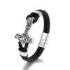 New European and American Fashion Stainless Steel Braided Leather Rope Men's Bracelet Viking Jewelry