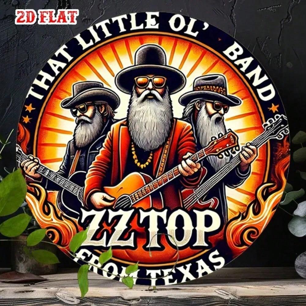 

ZZ Top Band Logo Round Aluminum Metal Plaque Rock Music Wall Art Decor For Fans Home Entertainment Room Unique Gift разноцветный