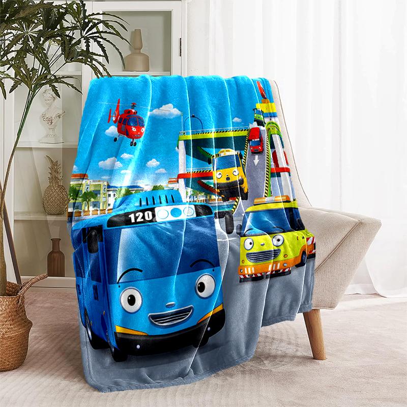 1 pezzo Coperta Tayo il Piccolo Autobus Design Stampato, Coperta Leggera per Divano, Letto - Morbida e Calda, Regalo per Tutte le Stagioni come Natale, Halloween