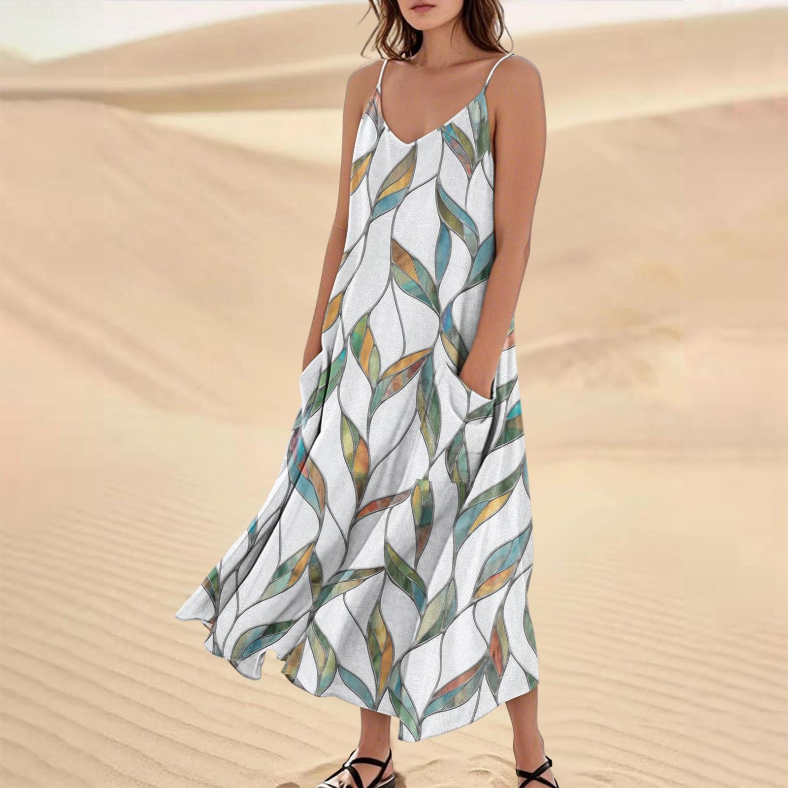 

Женское летнее платье, повседневные свободные длинные пляжные платья для отдыха XXL зелёный