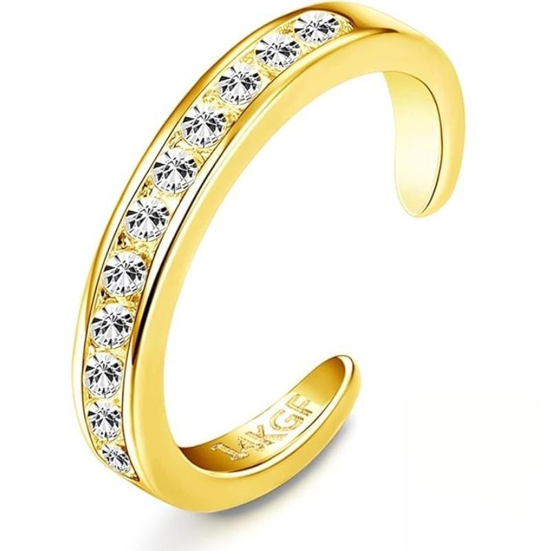 

Bobisty 14K Gold Plated Toe Rings for Women Adjustable Open Toe Rings Cubic Zirconia Band Toe Ring Summer Beach Foot Jewelry
