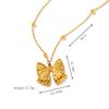 18k Gold & Stainless Steel French Ribbon Bow Necklace & Earring Set
