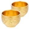 2PCS Dragon Phoenix Bronze Teacup Vintage Copper Cup Elegant Design Reusable Practical Beautiful Creative Tea Cup