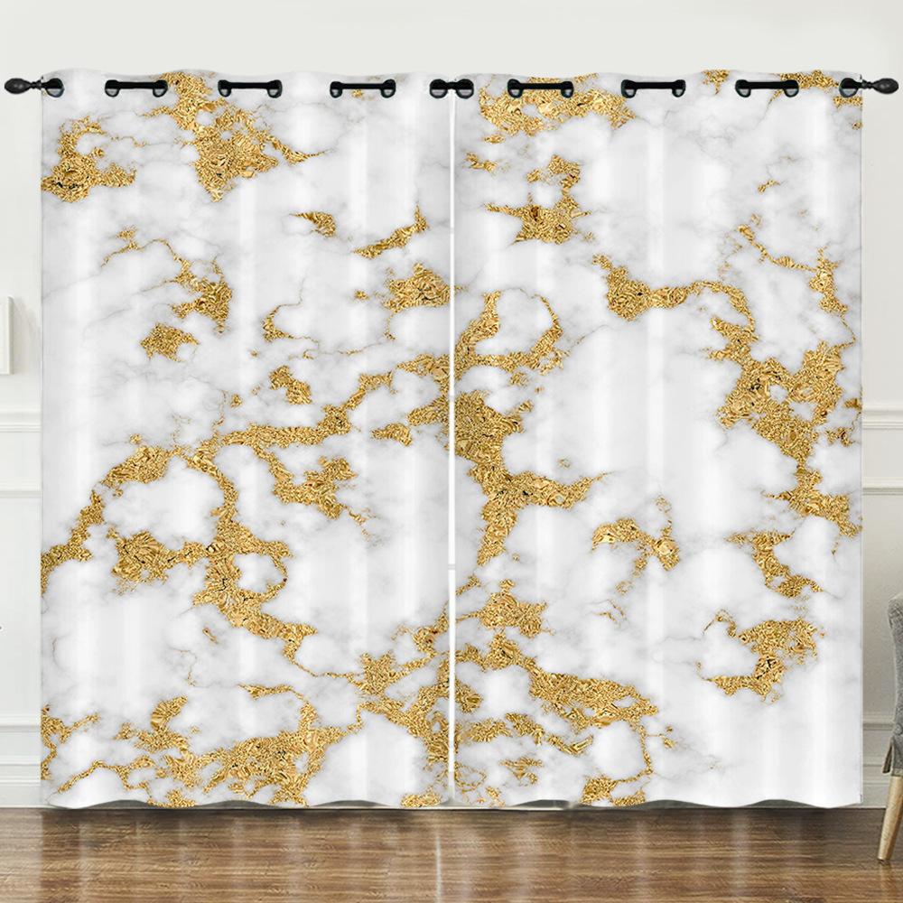 Curtains Nordic Style Marble Texture Bedroom Curtains Digital Printing Blackout Curtains No Punching