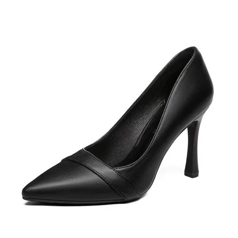 Chaussures à talons hauts - Nouveau style, talons fins, bout unique, chaussures en cuir à talon moyen