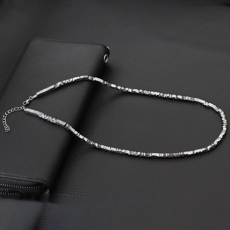 Minimalist 4mm Beads Hematite Stone Healing Necklace For Men 19 Inches Vintage Silver Gold Color Short Collar Casual Accessories