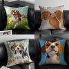 Cute Beagle Dodong Pet Cushion Cover Pillow Case Antidustmite Invisible zipper silky plush cushion