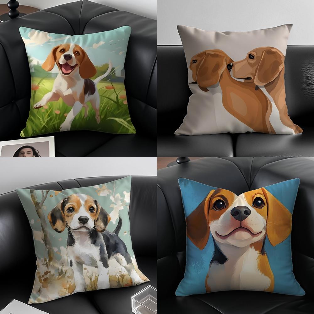 Cute Beagle Dodong Pet Cushion Cover Pillow Case Antidustmite Invisible zipper silky plush cushion