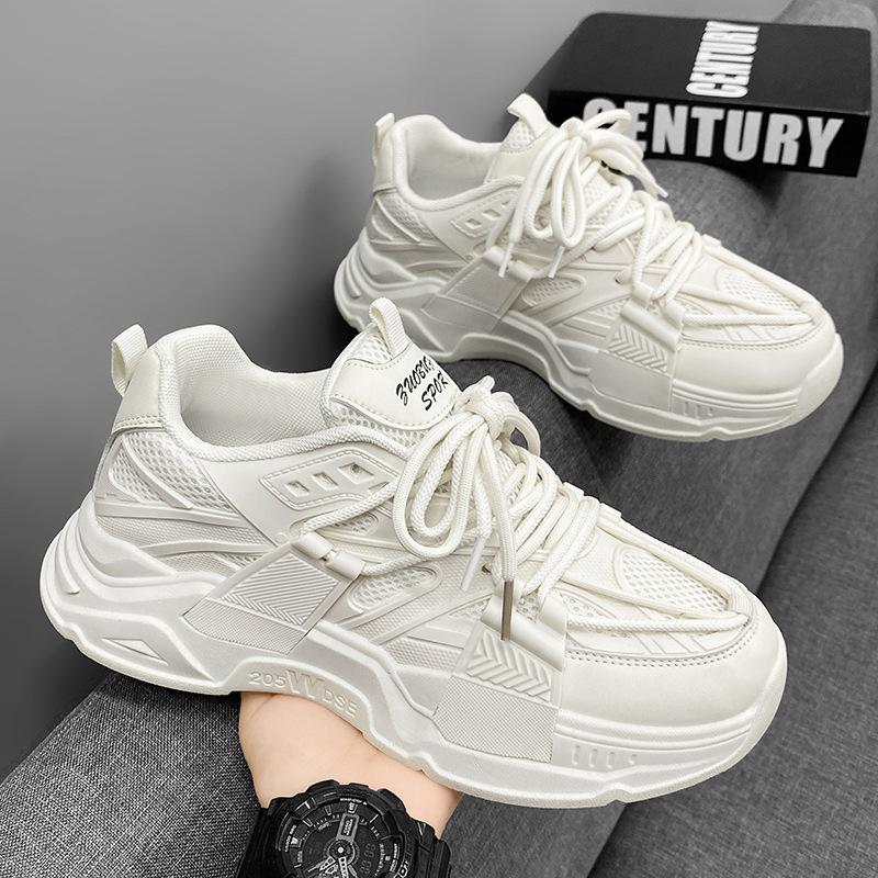 Men's shoes spring new versatile mesh breathable dad shoes men's casual youth thick-soled sports little white tide shoes
