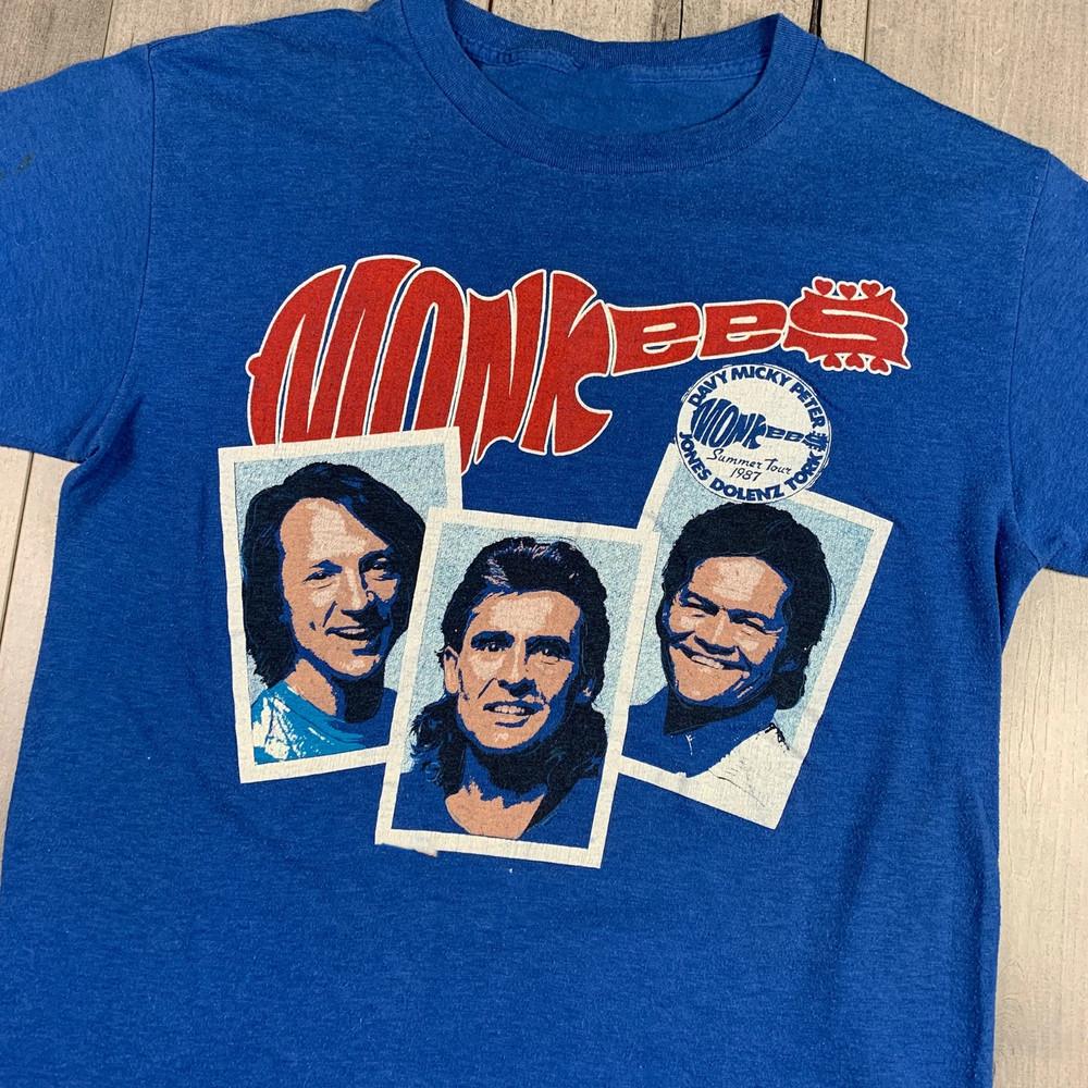 VTG The Monkees Band Tour Concert Heavy Cotton Blue S-5XL T Shirt EN811 Unisex T-Shirt S