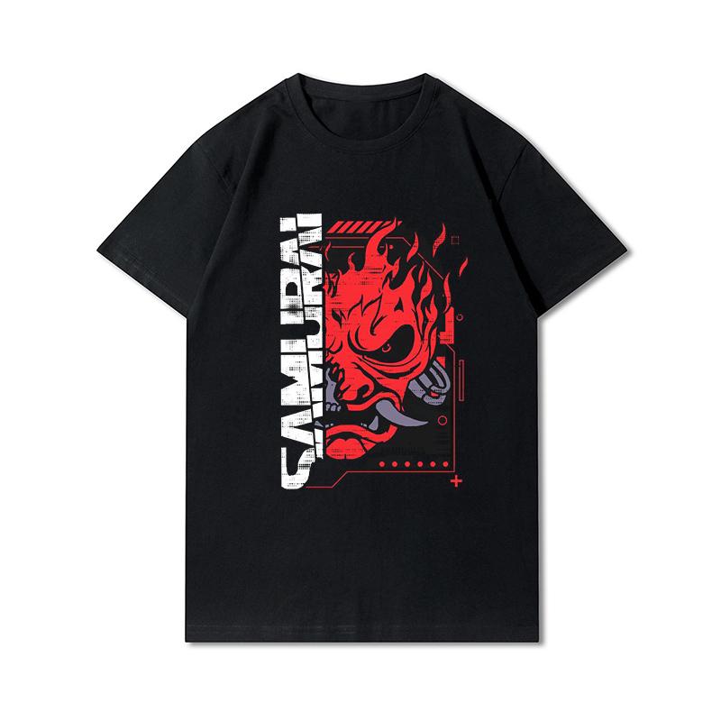 Tricouri 100% bumbac de vară pentru bărbați Vintage Samurai Retro Japanese Gaming 2077 Art Gam Printed Casual Top Tricouri