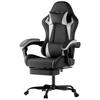 Gaming Chair Ergonomic Gaming Chair with Lumbar Cushion and Headrest, Gamer Chair Height Adjustable, PC Chair for Adults Girls Boys, Black-White