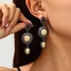 2026 Neuer Trend Strass-Ohrhänger Oval für Damen Vintage Schwarzer Zirkon Geometrische Ohrringe mit Textur Schmuck Geschenke