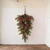 Artificial Christmas Teardrop Swag 27.6inch Door Swag Christmas Wreath with Red Berries Pine Cones Mixed Pine Swag for Holiday Wall Door Lintel