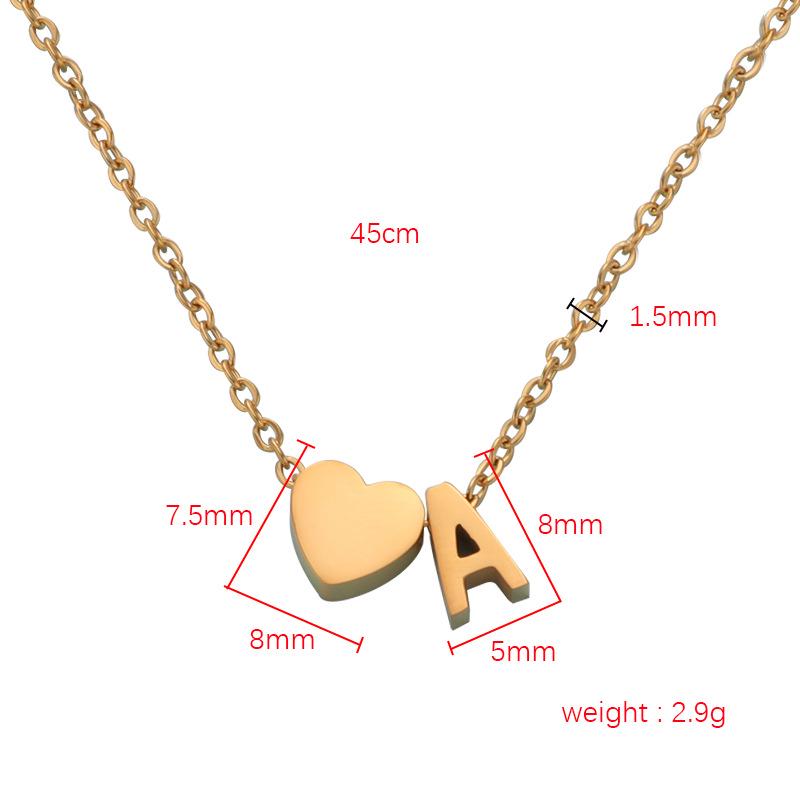 Personalized Fashion Stainless Steel Pendant Necklace with Golden Heart & A-Z Letter Beads