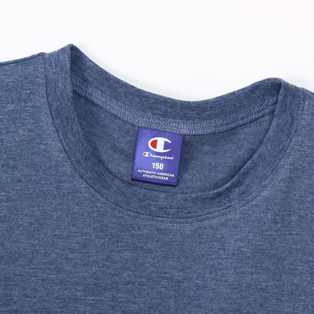 Champion Short Sleeve Crew Graphic Logo School Heather Blue Kids' T-Shirt, Neck, Print, Boys, CK-ZS317,