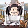 Warm Flannel Blanket Mafalda Pattern, Lightweight Comfortable Throw Blanket for Bed Sofa Use