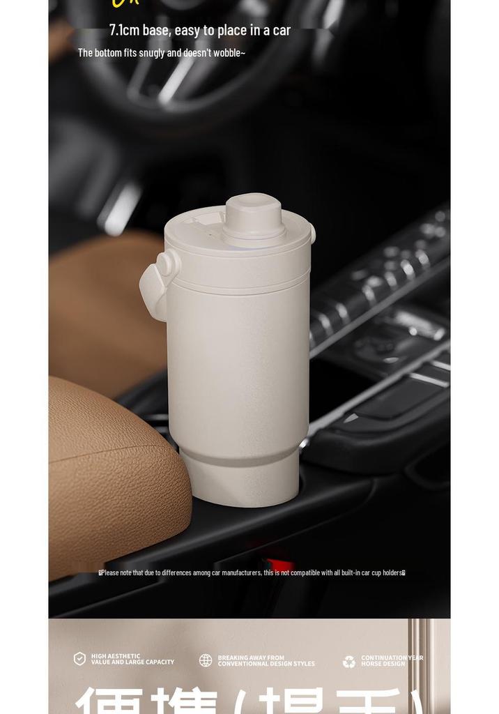 High-Capacity Dual-Use Insulated Cup with Straw, 316 Stainless Steel and Ceramic Liner, Portable Travel Companion