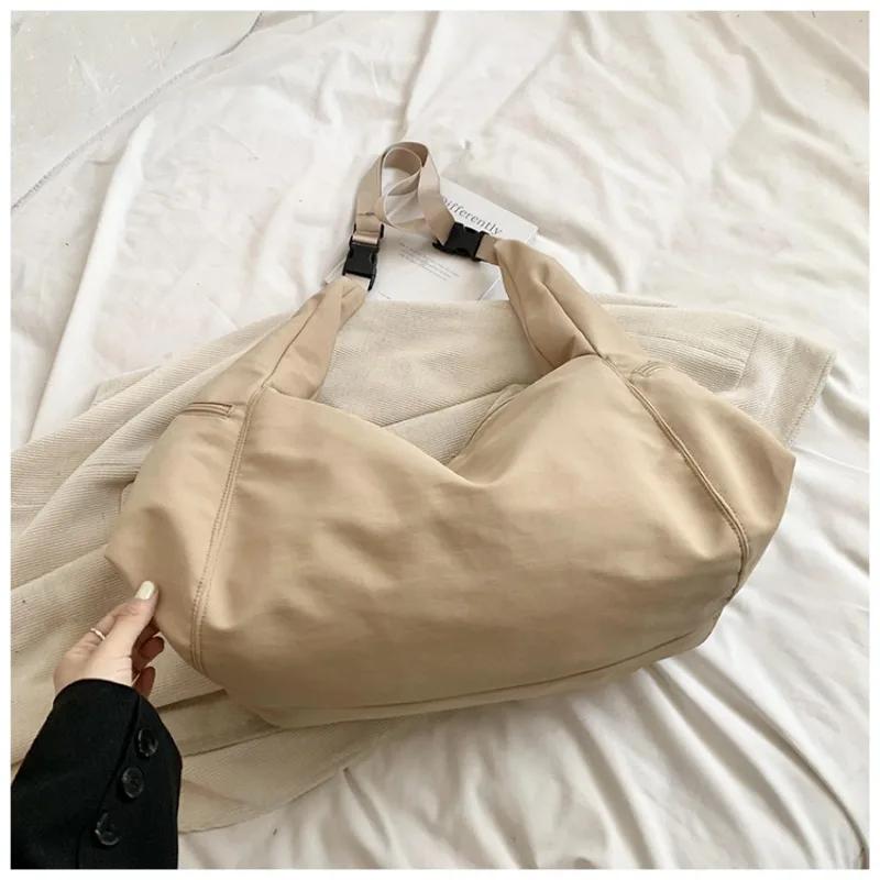 Large Capacity Shoulder Bag for Women Monochromatic Zipper Cord All Games Crossbody Bags Elegant Nylon