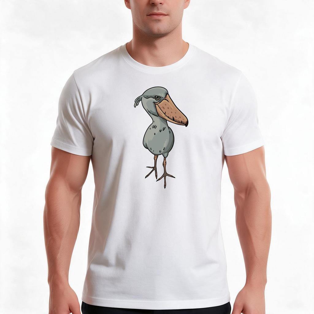 Shoebill Stork Tshirt Summer Casual Cotton Tee Oversized Streetwear Tops Vintage Graphic Print Loose Fit Short Sleeve