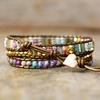 Three-wrap Bracelet Featuring Purple Imperial Jasper Natural Stones, Creatively Designed and Handcrafted with Woven Leather.