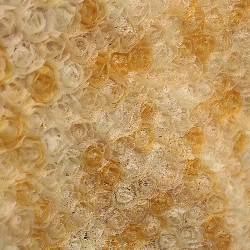 1 Yard Rose Flower Tulle Mesh Fabric Stretch 3D Rose Embroidery Designer Fabric DIY Sewing Wedding Party Dress Background Decor