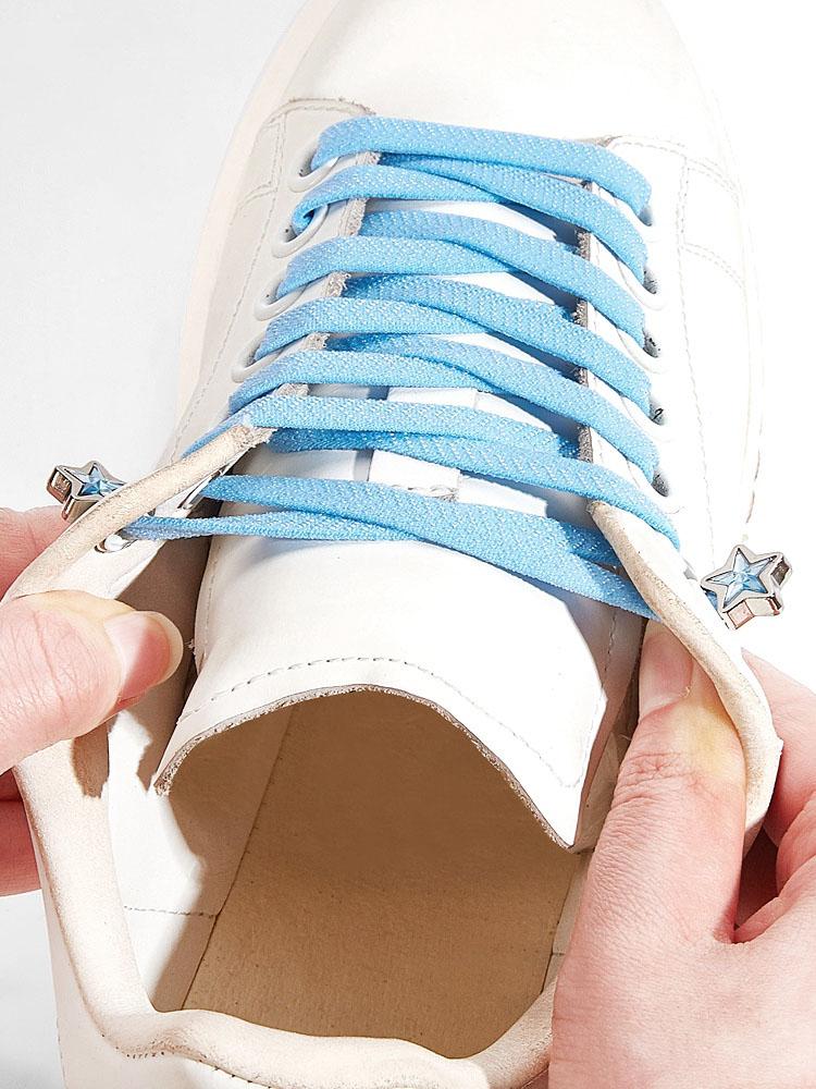 Star Diamond No Tie Shoelaces Colorful Rhinestone Metal Buckle Shoe Laces Flat Elastic Shoelace Kids Adult Sport Cute Shoestring