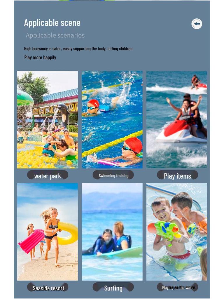 Children's Neoprene Buoyancy Vest - Beginner Swim Safety Life Jacket for Water Parks