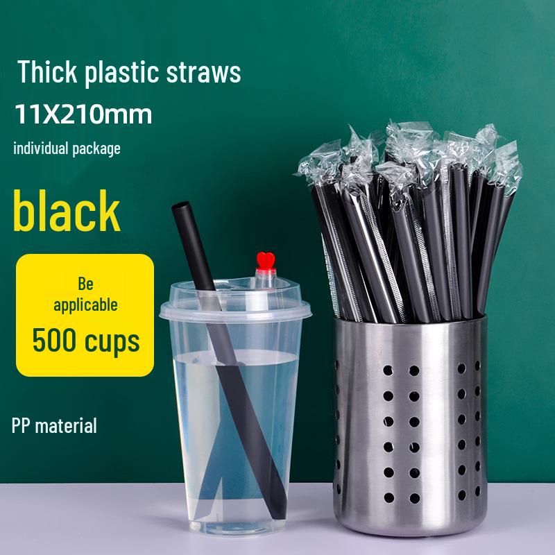 Disposable Transparent Thick PLA Pearl Milk Tea Straws with Independent Packaging