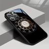 Funda de Teléfono Negra de Cristal Templado con Patrón de Dial Giratorio Retro para Samsung Galaxy S25 S24 S23 Ultra Plus FE Cubierta a Prueba de Golpes