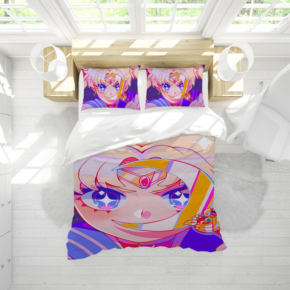 S-SAILOR Girl M-MOON Duvet Cover Set Soft Wash Bed 3 Piece Summer Comfortable Student Dormitory Home Baby Bedding Best seller