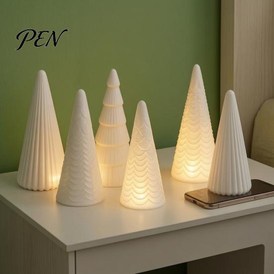 Reusable Holiday Accents 5Pcs Illuminated Christmas Tree With/No LED Lights, Nordic Style Luminous Modern Minimalist Home Ornaments Tabletop