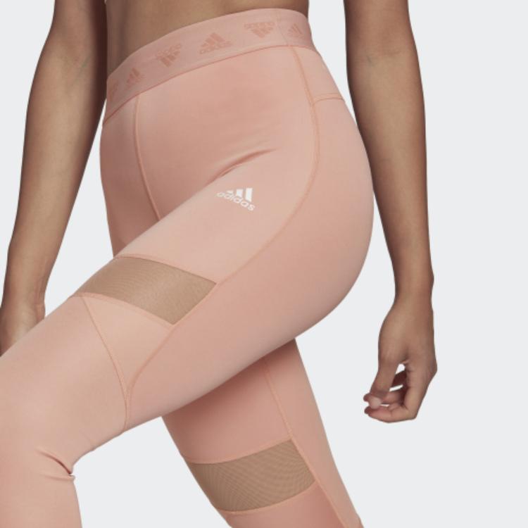 Adidas Logo Print High Waist Fitness Leggings Women Leggings Red Pink HC2912