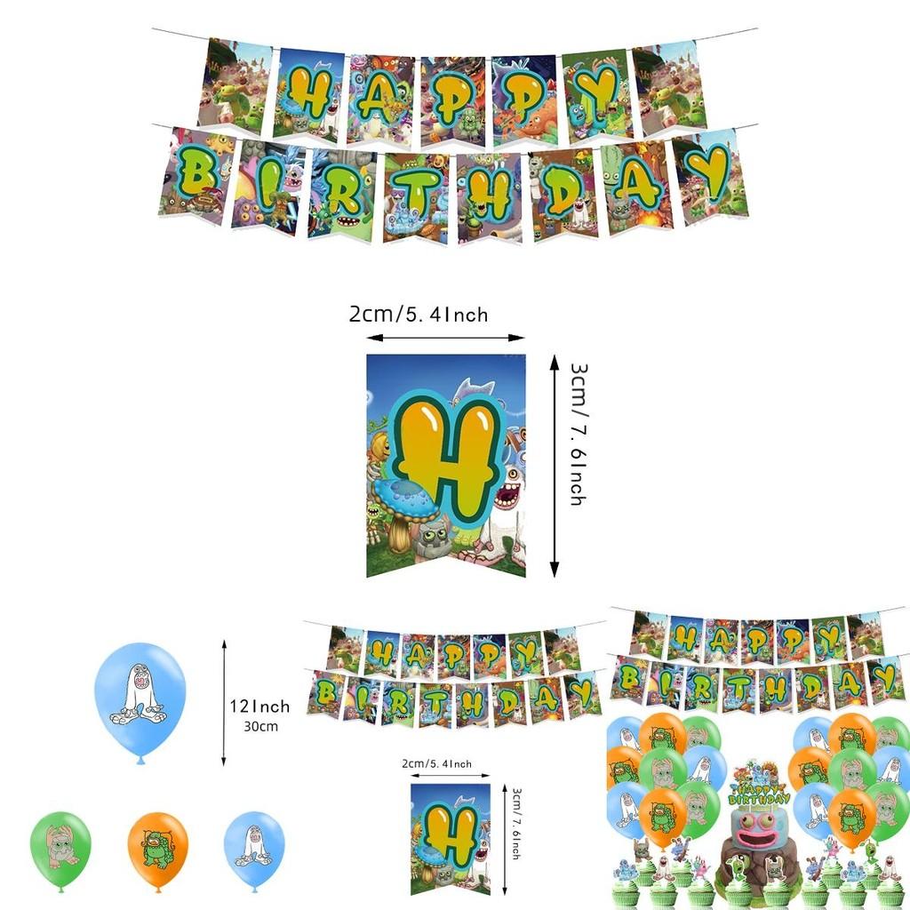 My Singing Monster Themed Party Banner Kit With Balloons And Decorations For Kids Events