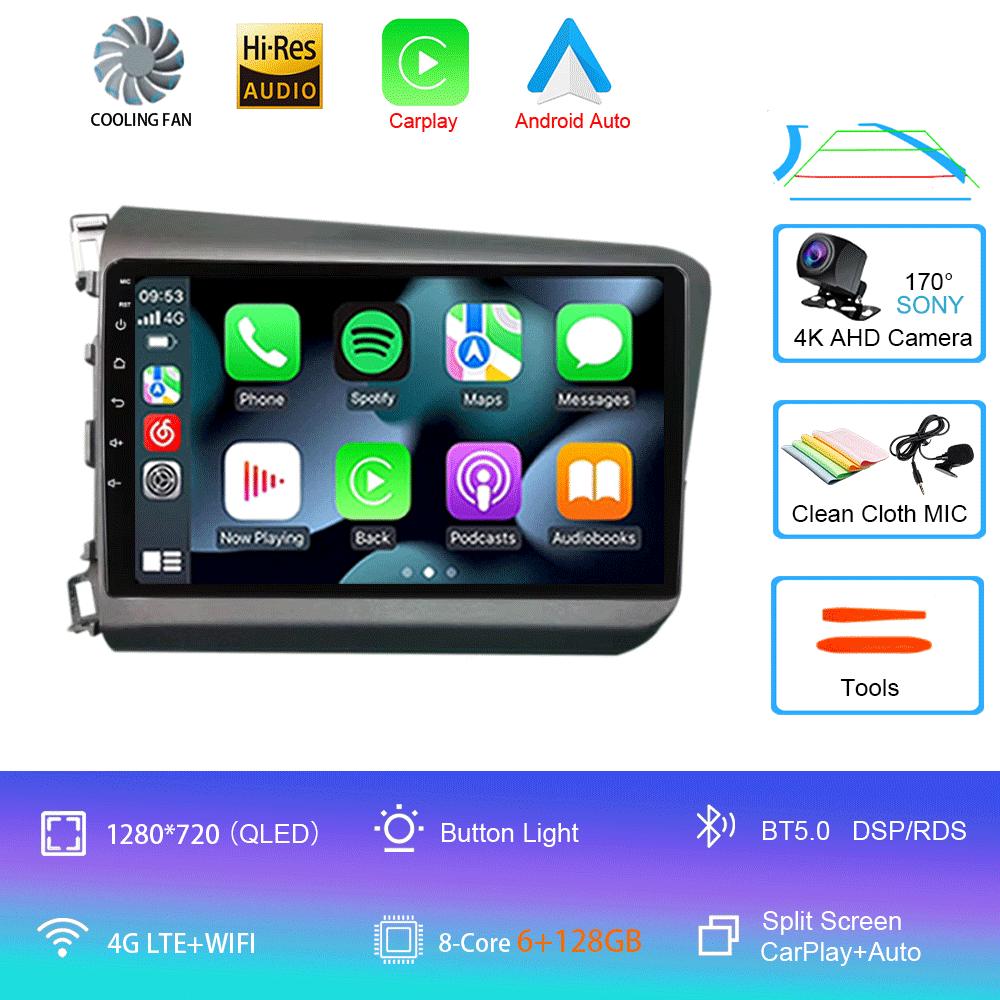 Android 14 For Honda Civic 2012 2013 2014 2015 Car Radio Multimedia Video Player Navigation Stereo GPS Carplay Android Auto WIFI